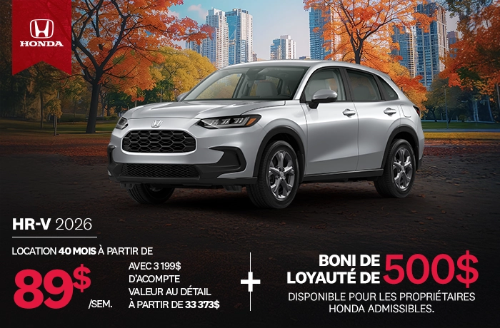 Bannière de Promotion HR-V LX 2026